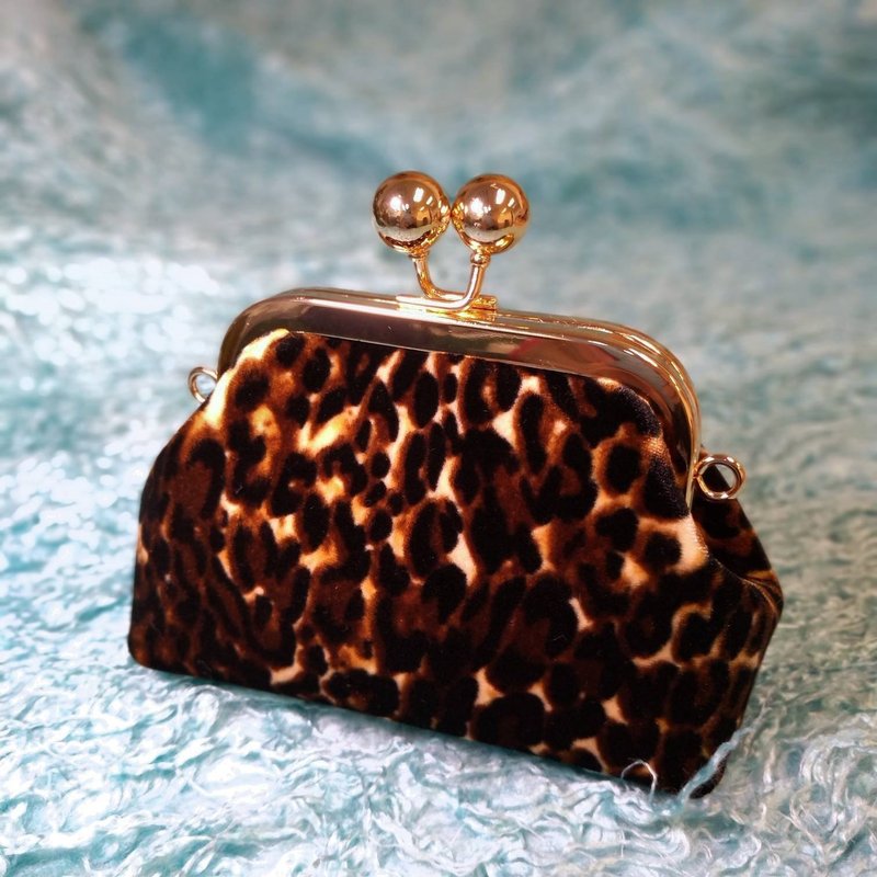 【MY。手作】口金包 / 化妆包 / 杂物包 ~ 豹纹 - 化妆包/杂物包 - 棉．麻 咖啡色
