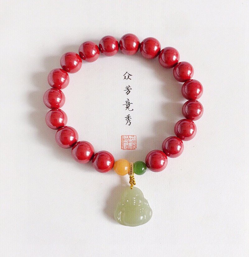 天然原矿朱砂 帝王砂手链 朱砂量95%以上 化太岁 清热解毒 防惊吓 - 手链/手环 - 宝石 
