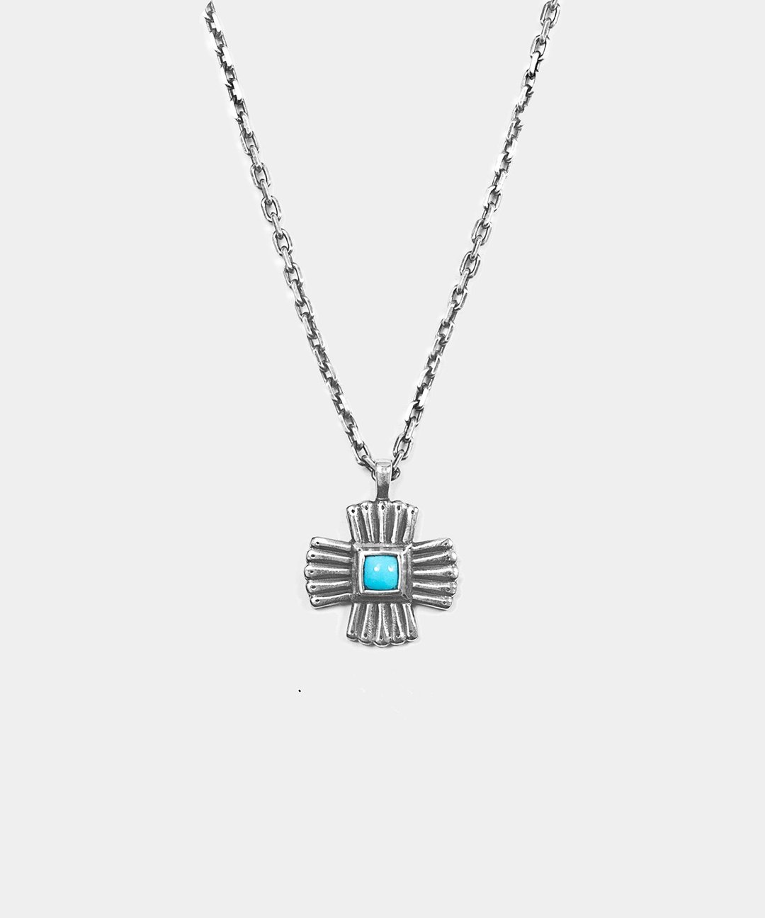 Turquoise Crossline Necklace - 项链 - 纯银 
