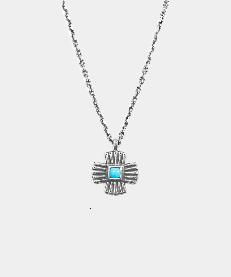 Turquoise Crossline Necklace - 项链 - 纯银 