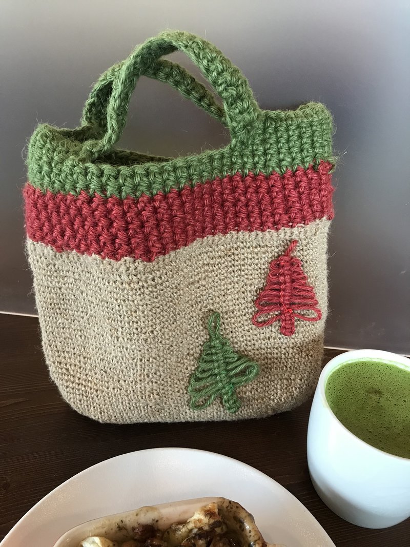 植醇疗愈系 纯手作编织包 一体成形无接缝 - 手提包/手提袋 - 棉．麻 卡其色