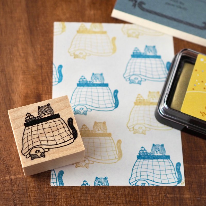 冬日幸福时光 暖桌里的猫与狗印章 - 印章/印台 - 橡胶 