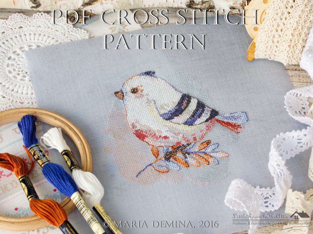 Watercolor Winter Bird PDF cross stitch pattern 鸟十字绣 - 手工艺教程/工具书 - 其他材质 