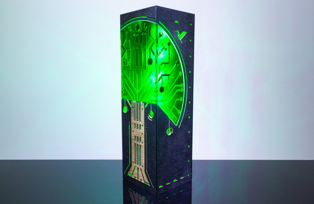 赛博树 LED 夜灯 - RGB 变色桌灯 - 灯具/灯饰 - 木头 黑色
