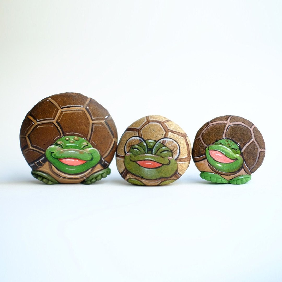 Turtle stone painting,original art. - 其他 - 防水材质 咖啡色