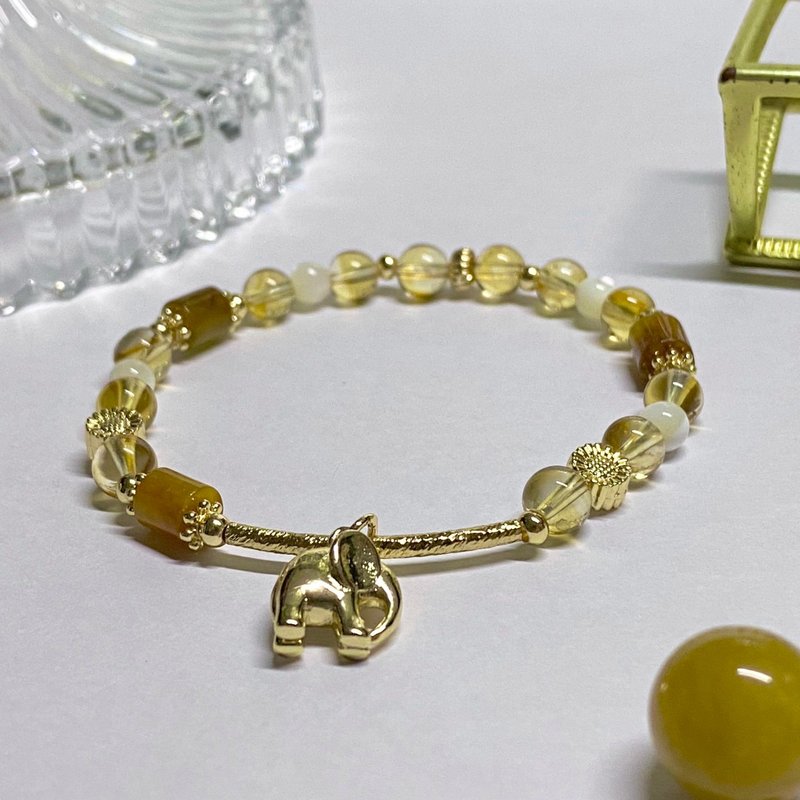 【Pingzhi】黄水晶 | 白贝母 玛瑙 天然水晶 - 手链/手环 - 水晶 