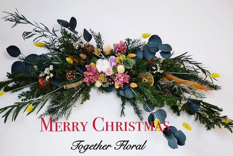 永生雪松不凋花圣诞墙面壁饰 - 干燥花/捧花 - 植物．花 