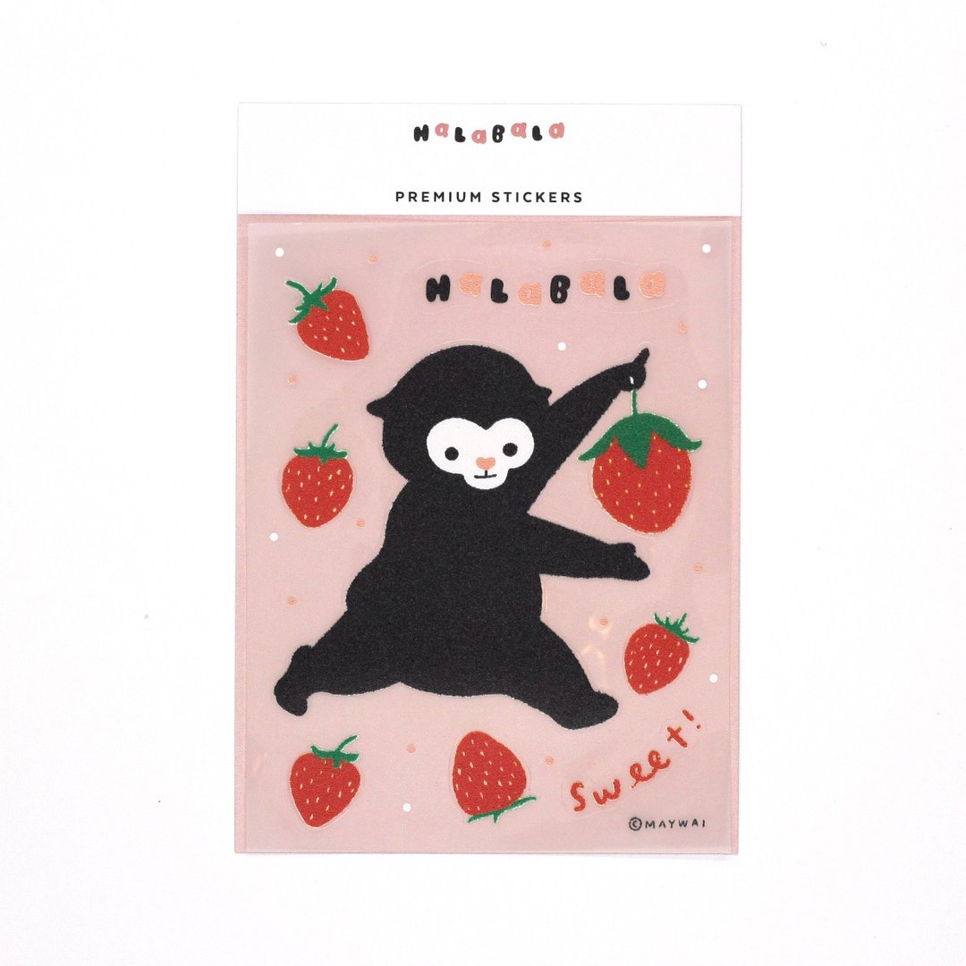 Halabala - 高级贴纸 - 草莓 - 贴纸 - 塑料 黑色