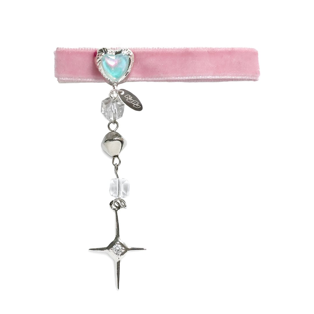 KDNP Baby Crystal Heart Hair Clip - 发饰 - 其他材质 粉红色