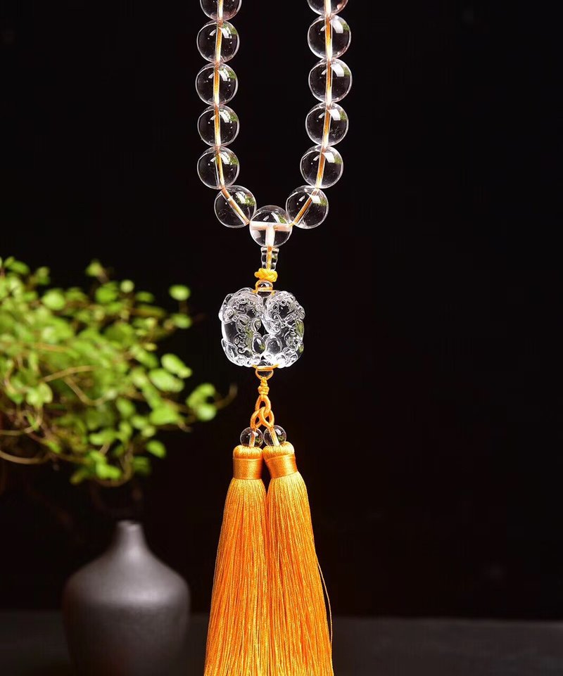 纯天然白水晶貔貅车挂 档位挂 居室挂 晶体超干净手工雕刻 保平安 - 吊饰 - 水晶 