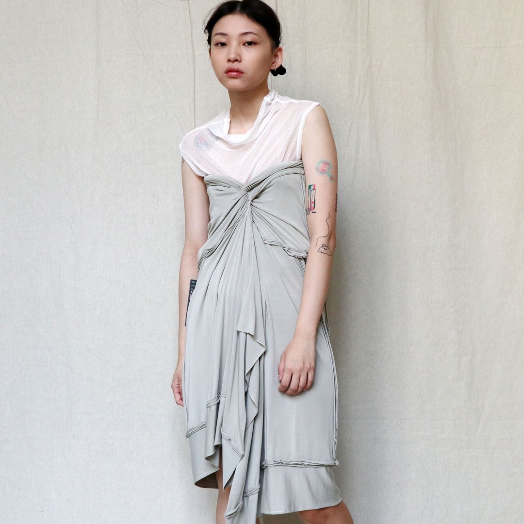 南瓜Vintage。Donna Karan 拼接 性感 平口 垂坠 洋装 - 洋装/连衣裙 - 其他人造纤维 
