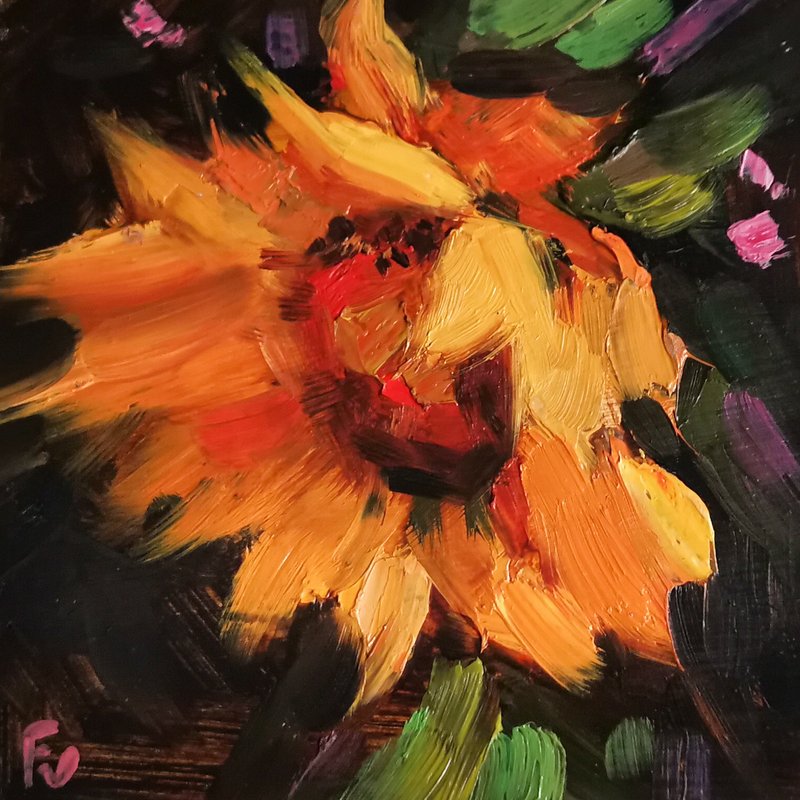 Sunflower Painting Texas Original Art Flower Oil Painting Fine Art by Verafe - 海报/装饰画/版画 - 其他材质 橘色