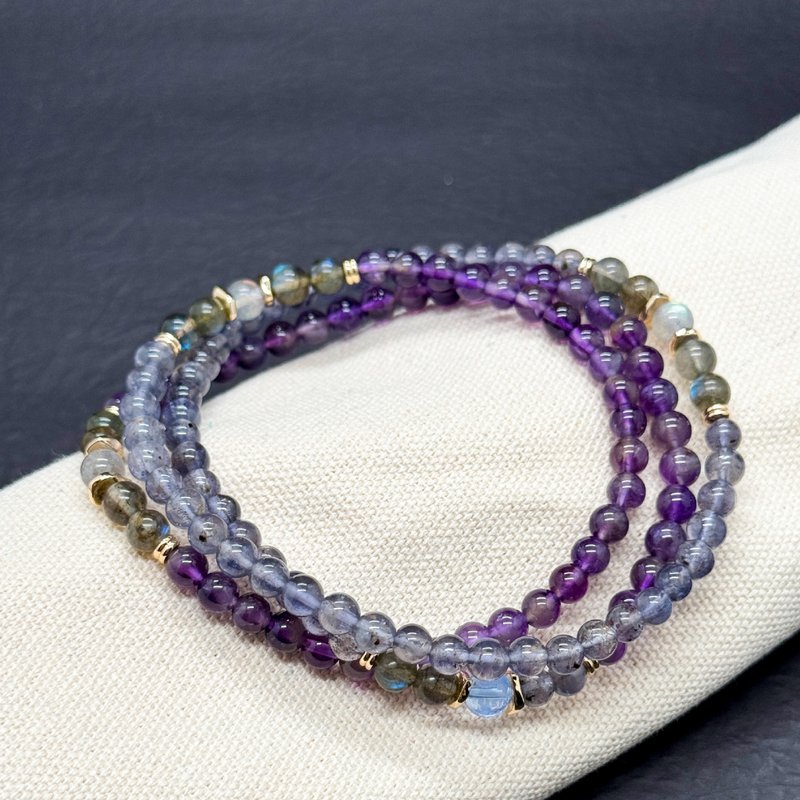 Zen | 108念珠 108 Beads   堇青石 紫晶 灰月亮石  药师咒 - 手链/手环 - 水晶 