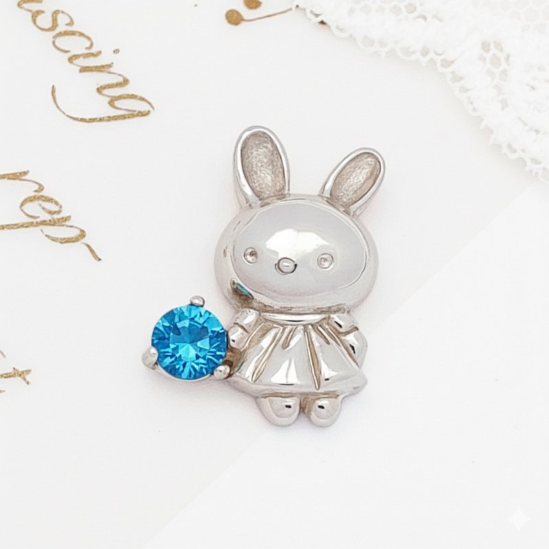 独家原创设计 手工925纯银项链 兔子项链 拓帕石 托帕石 - 项链 - 纯银 