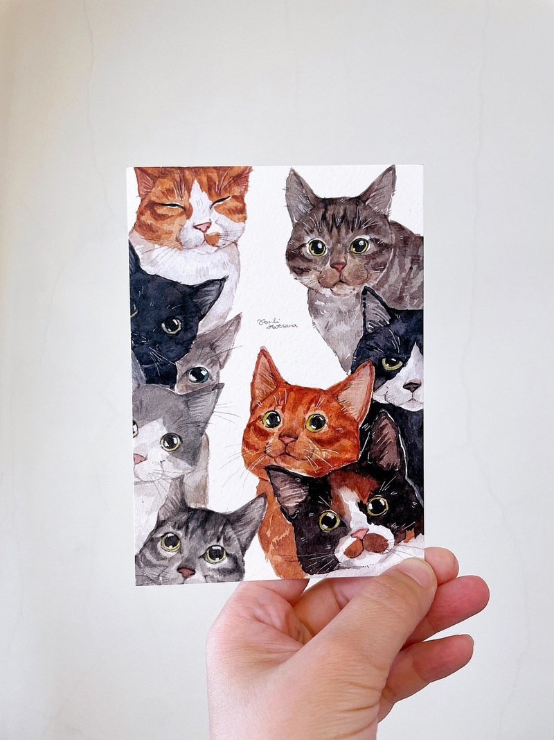 水彩插画明信片 2入 喵的 2021画展主视觉 水彩插画明信片 2入 - 卡片/明信片 - 纸 