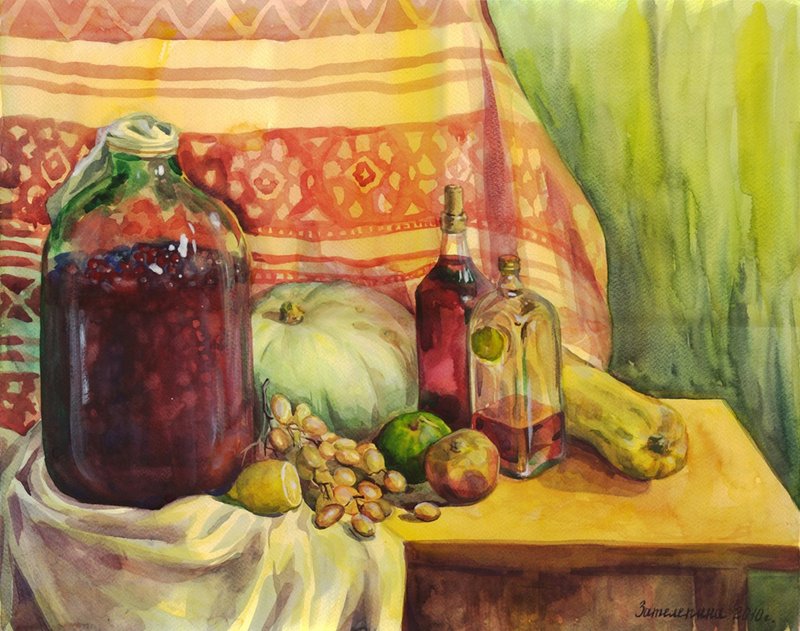 WATERCOLOR PAINTING still life Picture on the wall ORIGINAL gift hand painting - 墙贴/壁贴 - 纸 红色