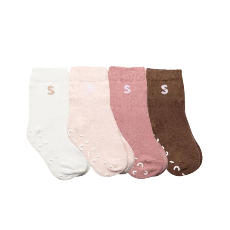 Stuckies - 防滑袜4入套组 - 玫瑰花园 - 婴儿袜子 - 棉．麻 