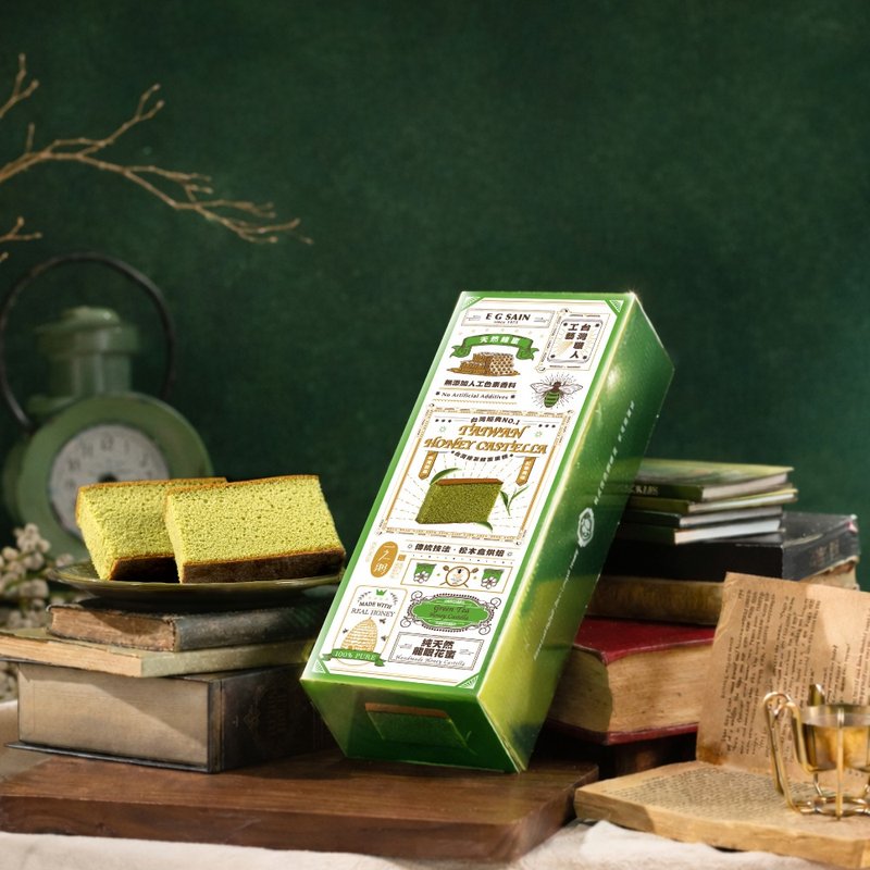 【一之乡】轻奢白金台湾绿茶蜂蜜蛋糕 (10 片装)(附提袋) - 蛋糕/甜点 - 新鲜食材 绿色