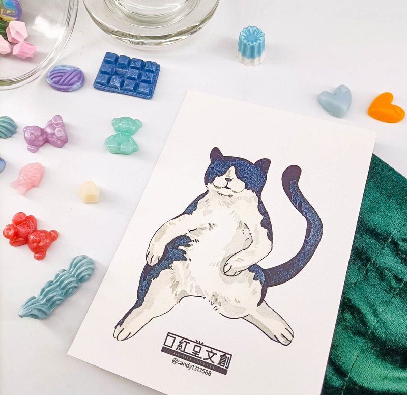 KR474_口紅堂明信片_賓士貓1_candy1313588 postcard - 卡片/明信片 - 纸 多色