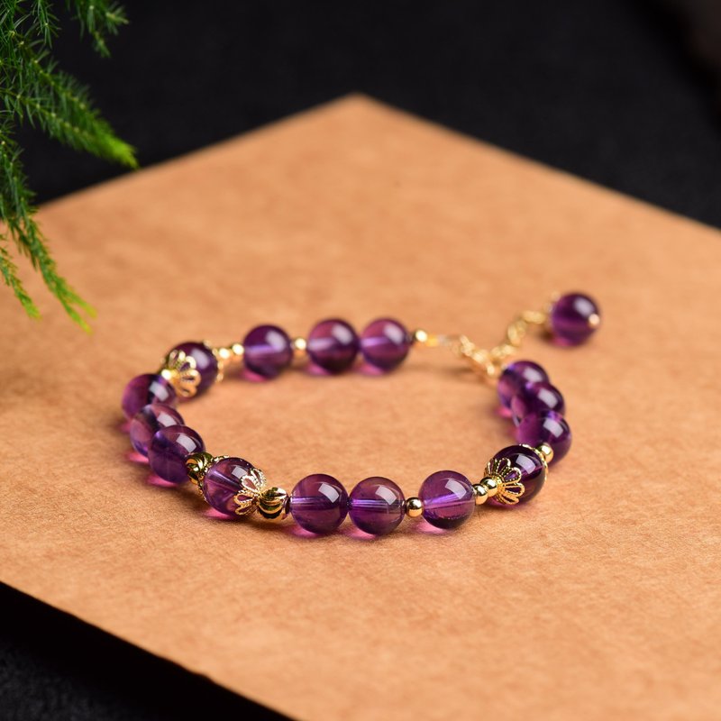 手作设计款 精品天然紫水晶 体透干净颜色美 气质款紫水晶手链 - 手链/手环 - 水晶 