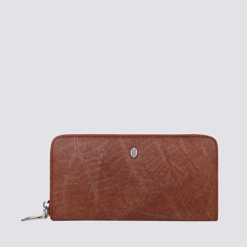 Vegan Zip Around Wallet - Spice brown - 皮夹/钱包 - 植物．花 咖啡色