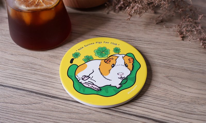 Guinea Pigs Fan Club 懒洋洋天竺鼠杯垫 / 陶瓷杯垫 - 杯垫 - 陶 黄色
