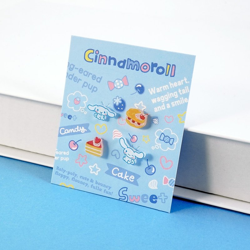 Cinnamoroll 系列-大耳狗造型耳环组-甜点款 - 耳环/耳夹 - 其他金属 多色