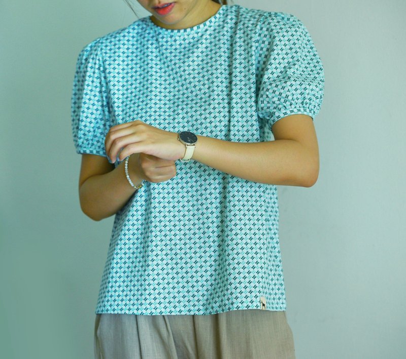 泡泡袖绑带上衣 - 女装上衣 - 棉．麻 