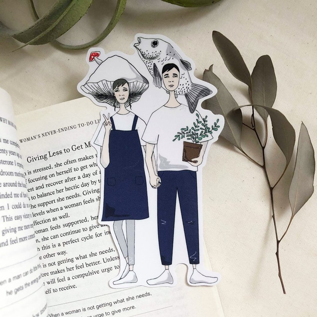 蘑菇小姐和鱼先生vol.1 磨砂防泼水大贴纸 - 贴纸 - 纸 多色