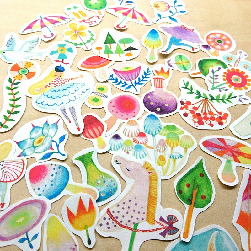 Spring color flake seal plenty of 44 pieces - 贴纸 - 纸 白色