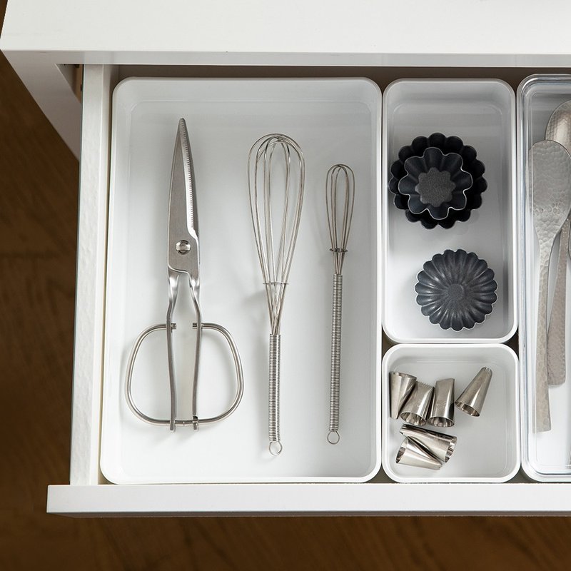 日本霜山 PET抽屉分隔/镜柜用可层叠收纳盒-XL-3入-多色可选 - 其他 - 塑料 白色