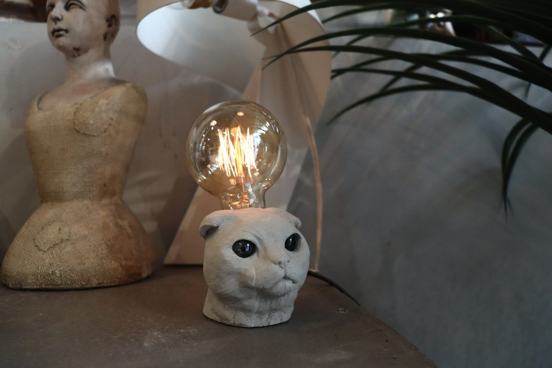 曙 MUSE 伦太郎猫咪水泥桌灯 LED 灯 钨丝灯泡 USB 灯泡 原创 定制化 - 灯具/灯饰 - 水泥 灰色