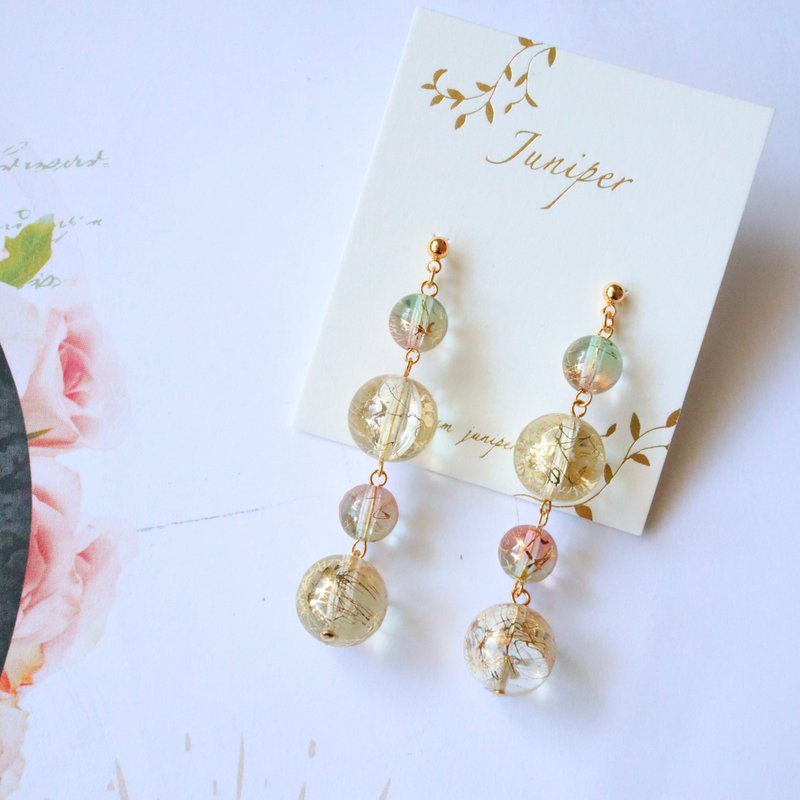 渐层耳针梦想与现实 - 耳环/耳夹 - 压克力 金色