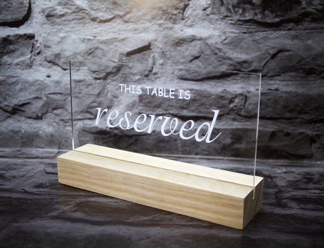 Wooden acrylic reserved signs, Table signs with stand, Restaurant Sign - 餐垫/桌巾 - 木头 