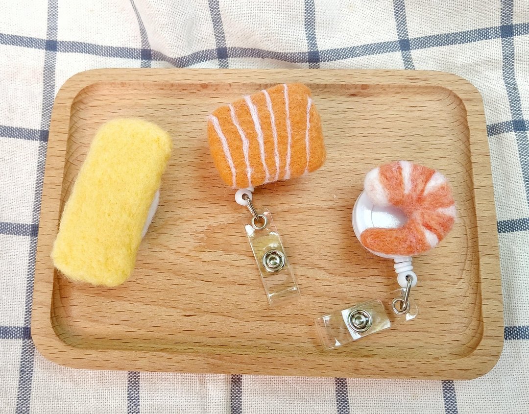 羊毛毡 食物 鱼生 三文鱼 寿司 虾 伸缩扣 护士扣 证件 - 其他 - 羊毛 多色
