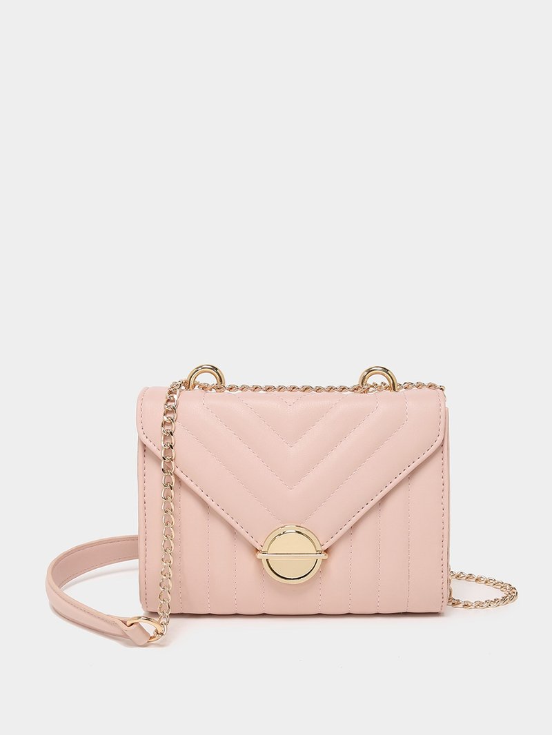 Just Fancy 简约金属圆扣侧背袋 - 侧背包/斜挎包 - 其他材质 粉红色