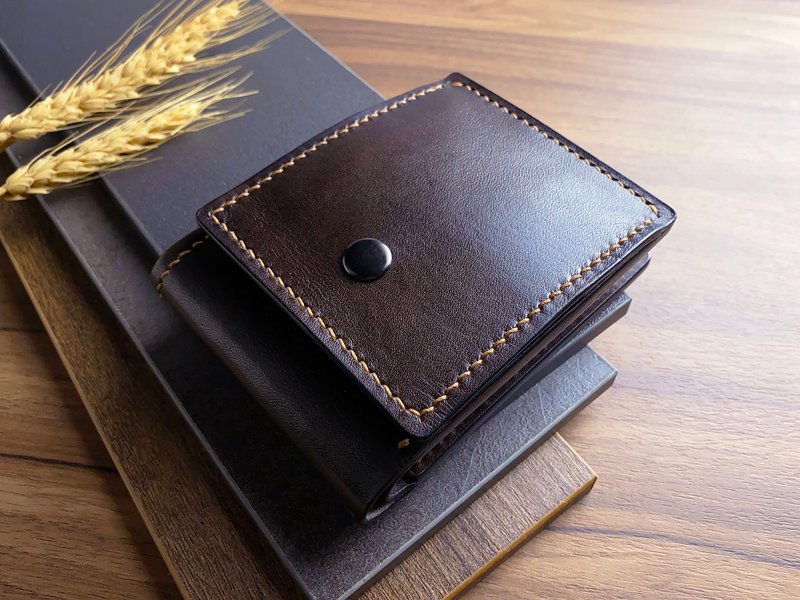 艾森皮革 特别色 仅此一件  经典手工植鞣皮革零钱短夹 stc-6018 - 皮夹/钱包 - 真皮 