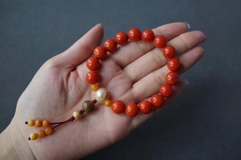 赤玉 原矿川料南红  。生命灵数1 - 手链/手环 - 宝石 