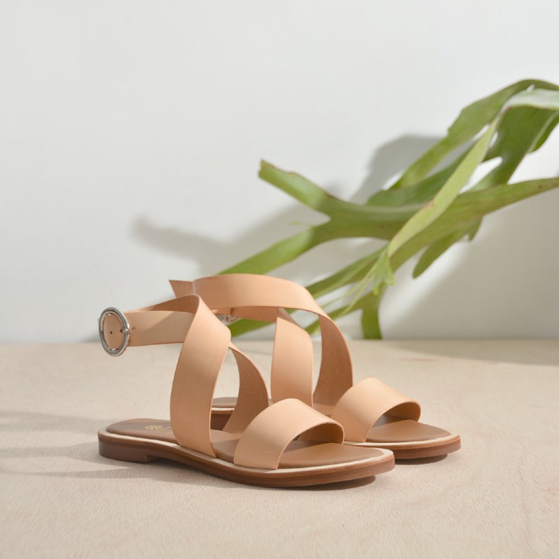 【sample sale】交叉绑带凉鞋  | 原皮色-出清商品售出后只换货 - 女款休闲鞋 - 真皮 透明
