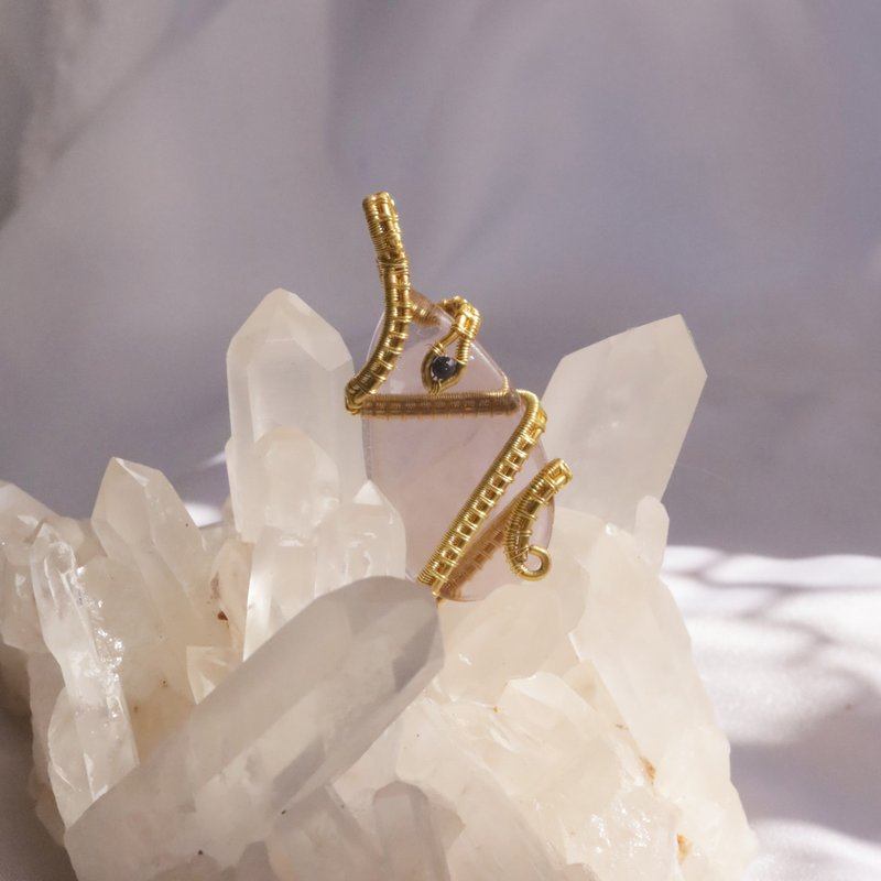 灵蛇护主 紫水晶 蛇 金属绕线编织吊坠 缠绕 水晶矿石吊坠 - 项链 - 水晶 金色