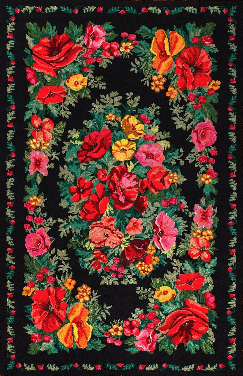 可爱的罂粟花卧室地毯/彩色罂粟花女孩儿童房地毯 - 地垫/地毯 - 棉．麻 多色