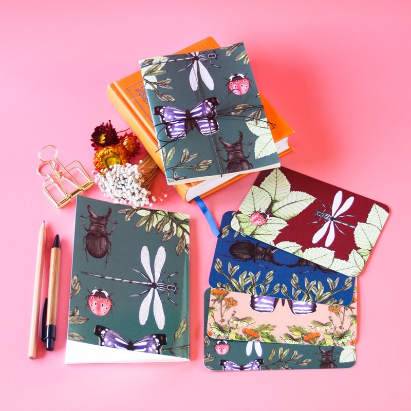 insecto collection notebook and postcard set - 笔记本/手帐 - 纸 