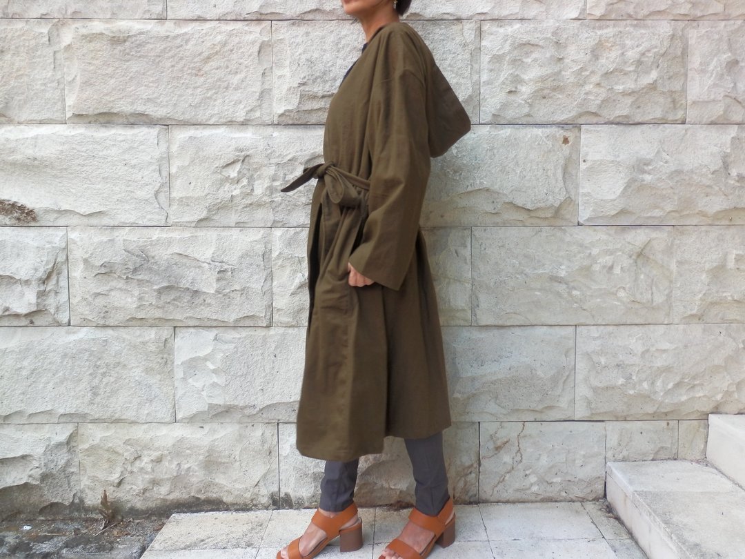 Cotton canvas Half coat / Light brown - 女装休闲/机能外套 - 棉 咖啡色