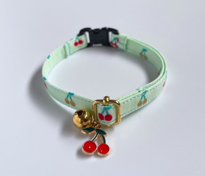 绿x 樱桃色项圈 - 项圈/牵绳 - 棉．麻 绿色