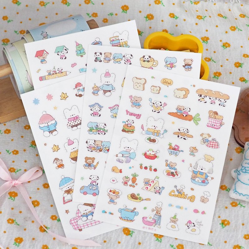 小狗巴士VOL.16 可爱小狗 合成纸贴纸/手帐拼贴装饰贴纸/咕卡拼贴 - 贴纸 - 纸 多色