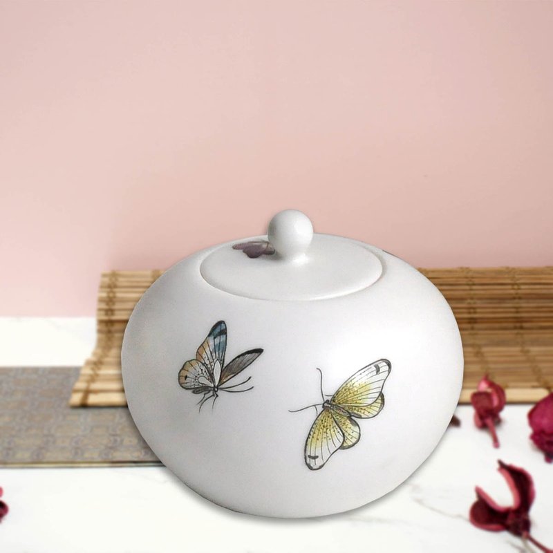 春意盎然-羊脂白粉彩蝶小罐 - 其他 - 瓷 