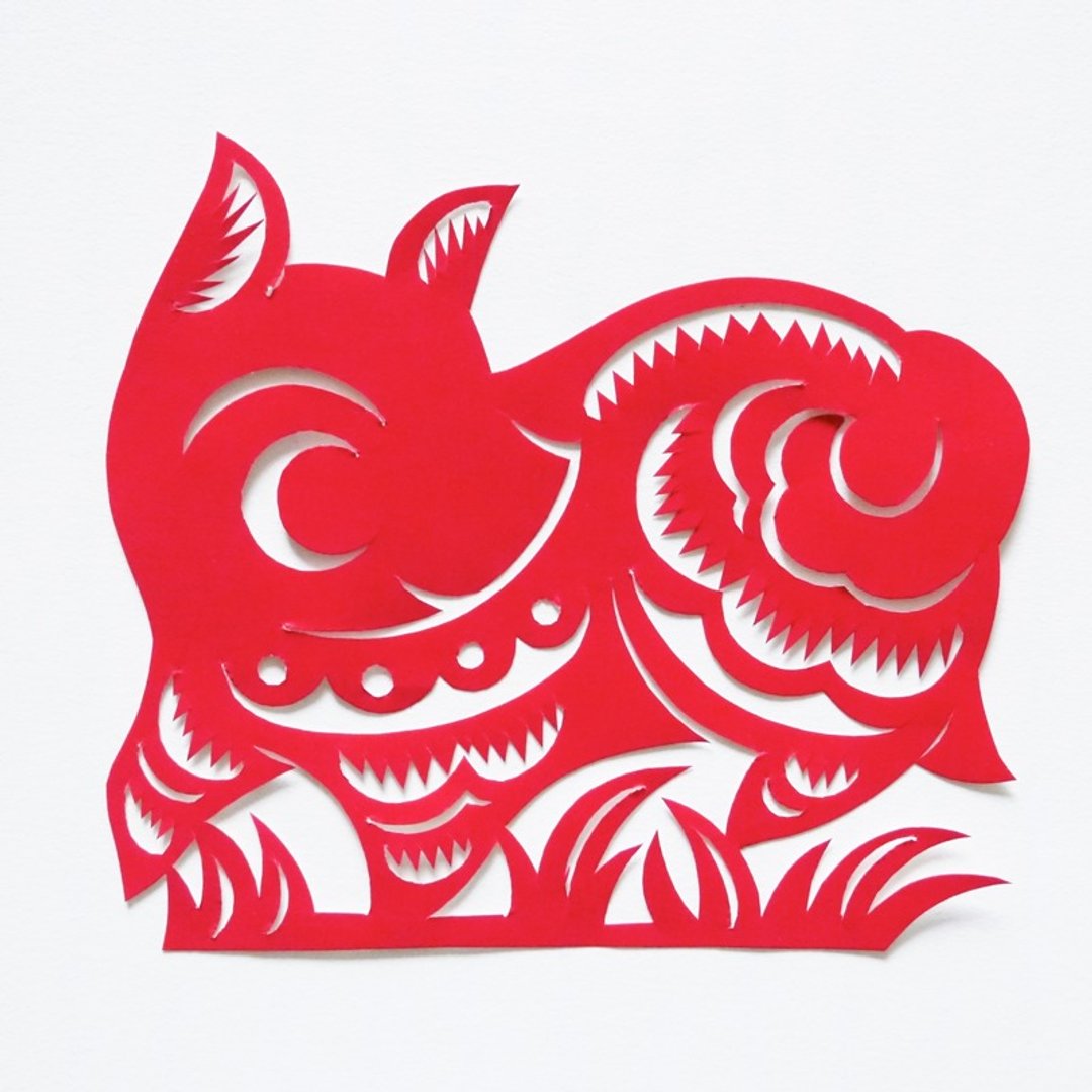 Kirigami Etoinu Twelve Chinese Zodiac Dogs - 海报/装饰画/版画 - 纸 红色
