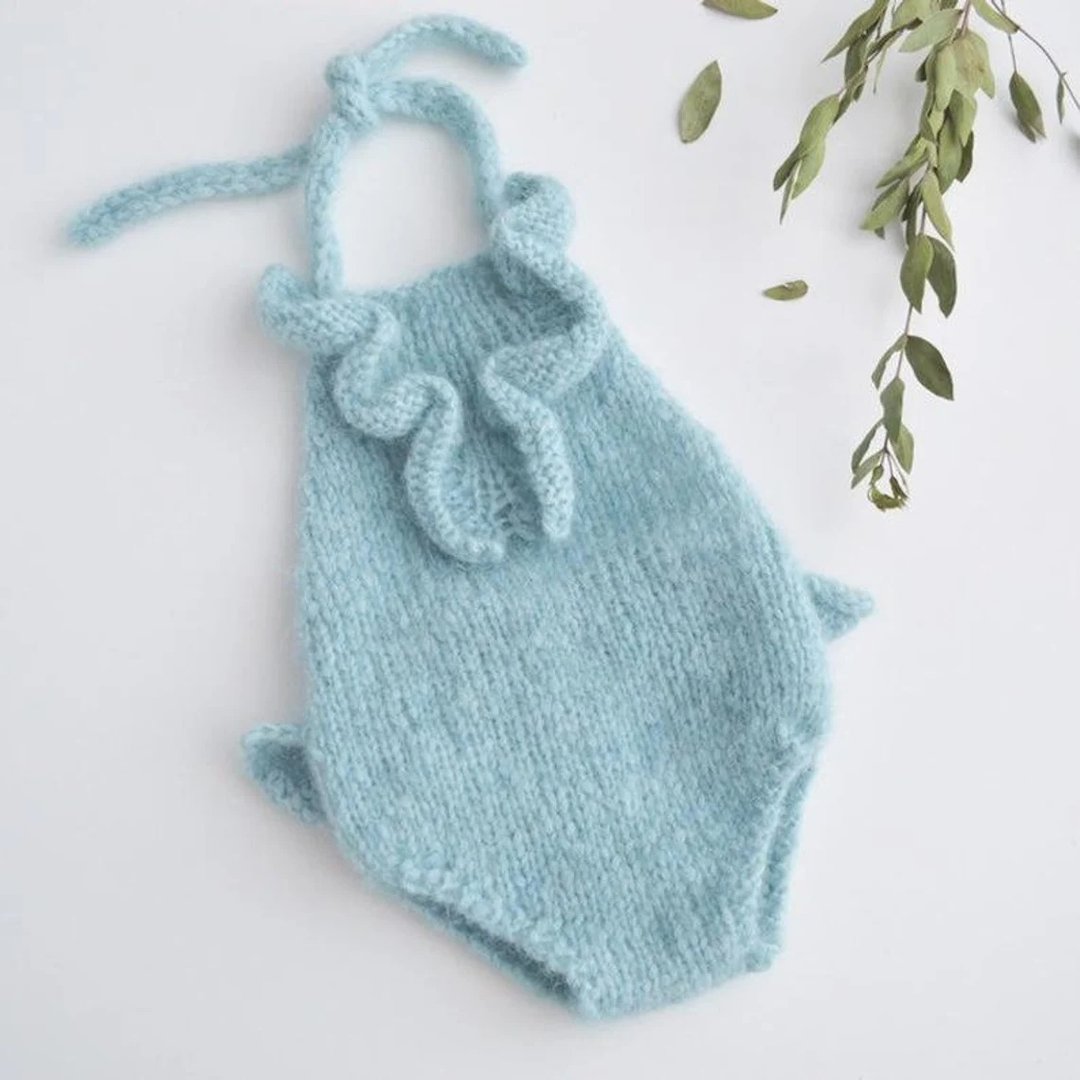 Tutorial: knit newborn romper photo prop. Pattern onesie for first baby photo . - 编织/刺绣/羊毛毡/裁缝 - 羊毛 