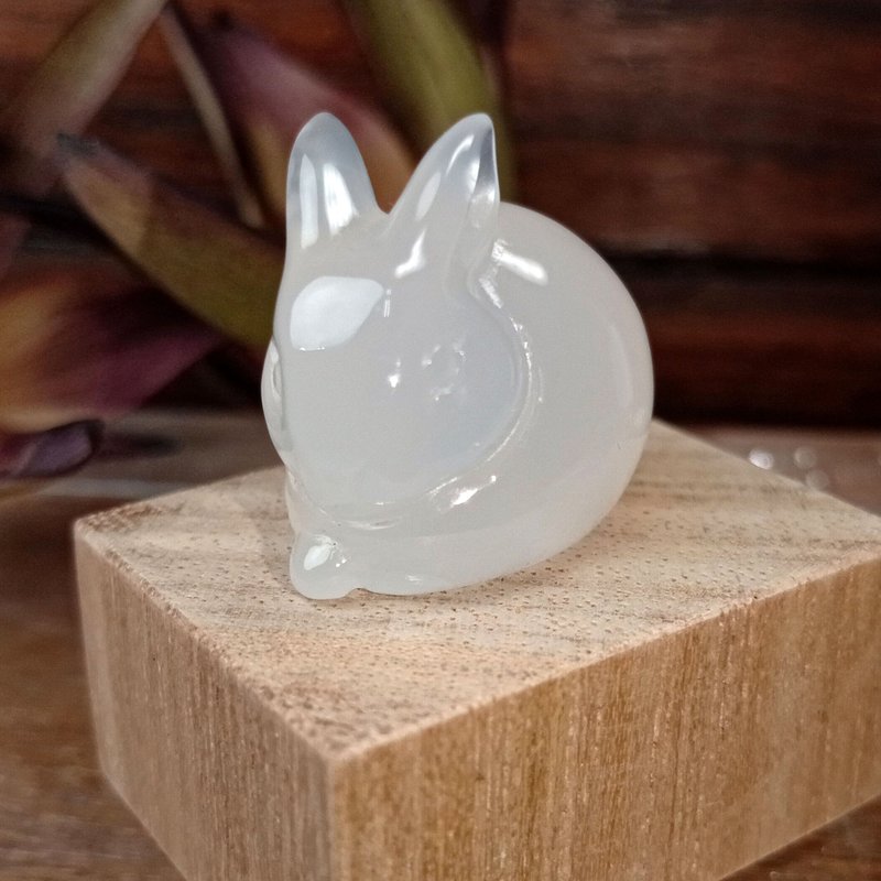 小雕件 小品动物-兔 白玉髓 - 摆饰 - 玉石 透明
