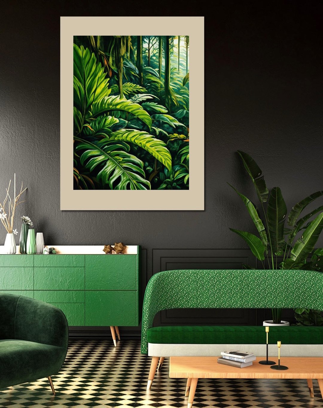 热带植物墙艺术、绿色热带艺术、绿叶原画 - 墙贴/壁贴 - 压克力 绿色